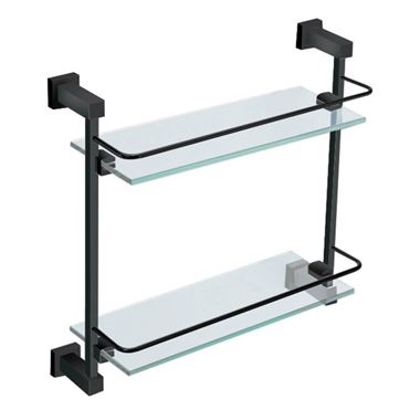 Vellamo Twist Matt Black Double Glass Shelf